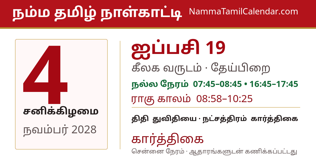 நவம்பர் 4, 2028 சென்னை தமிழ் காலண்டர் பகிர்வு படம்