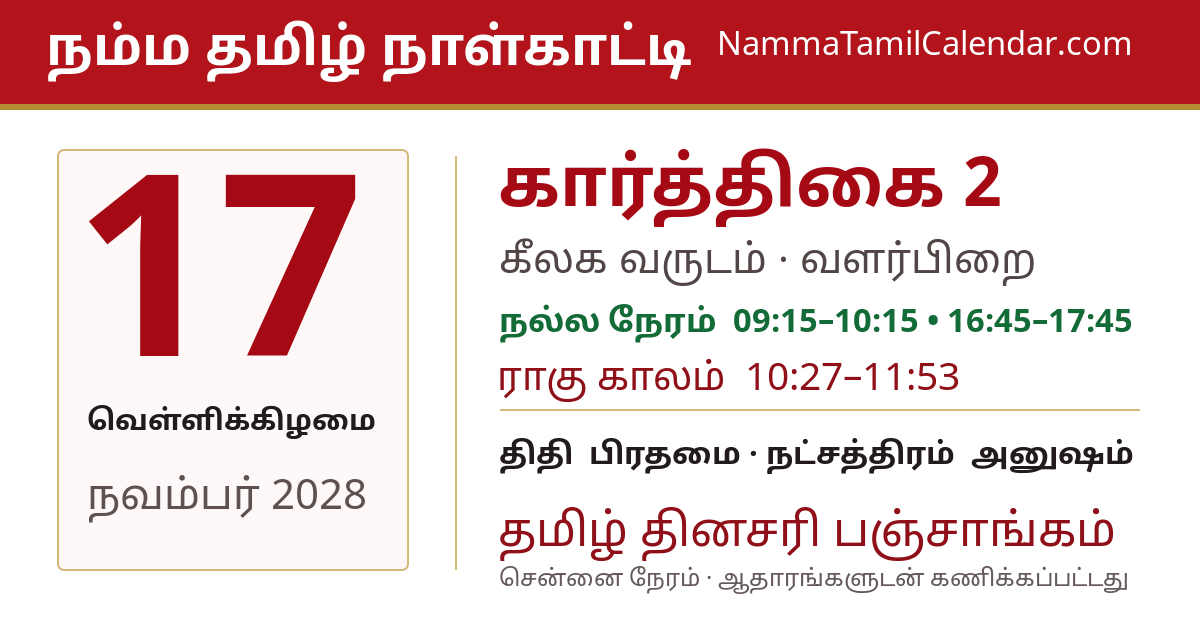 நவம்பர் 17, 2028 சென்னை தமிழ் காலண்டர் பகிர்வு படம்