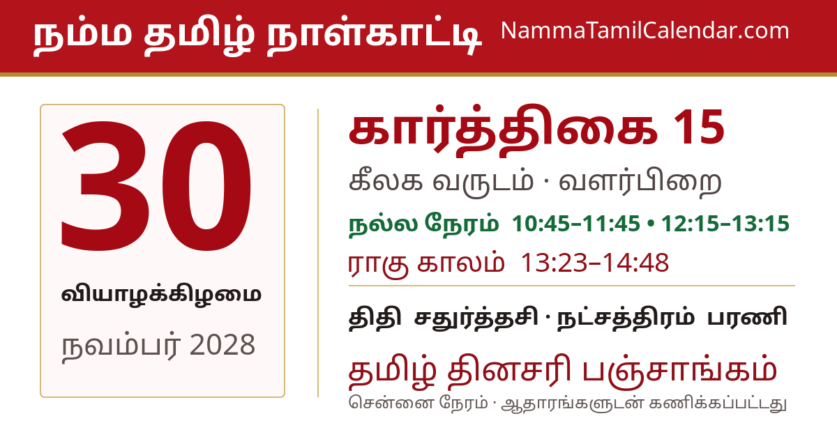 நவம்பர் 30, 2028 சென்னை தமிழ் காலண்டர் பகிர்வு படம்