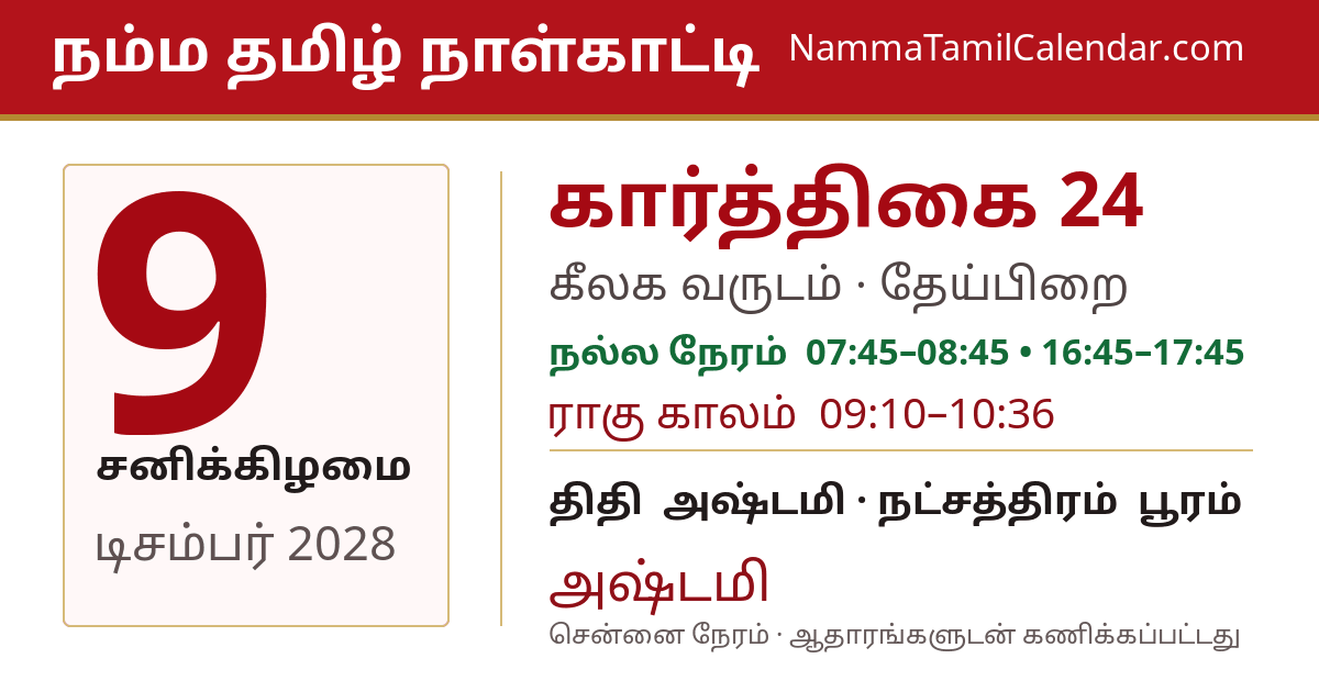 டிசம்பர் 9, 2028 சென்னை தமிழ் காலண்டர் பகிர்வு படம்