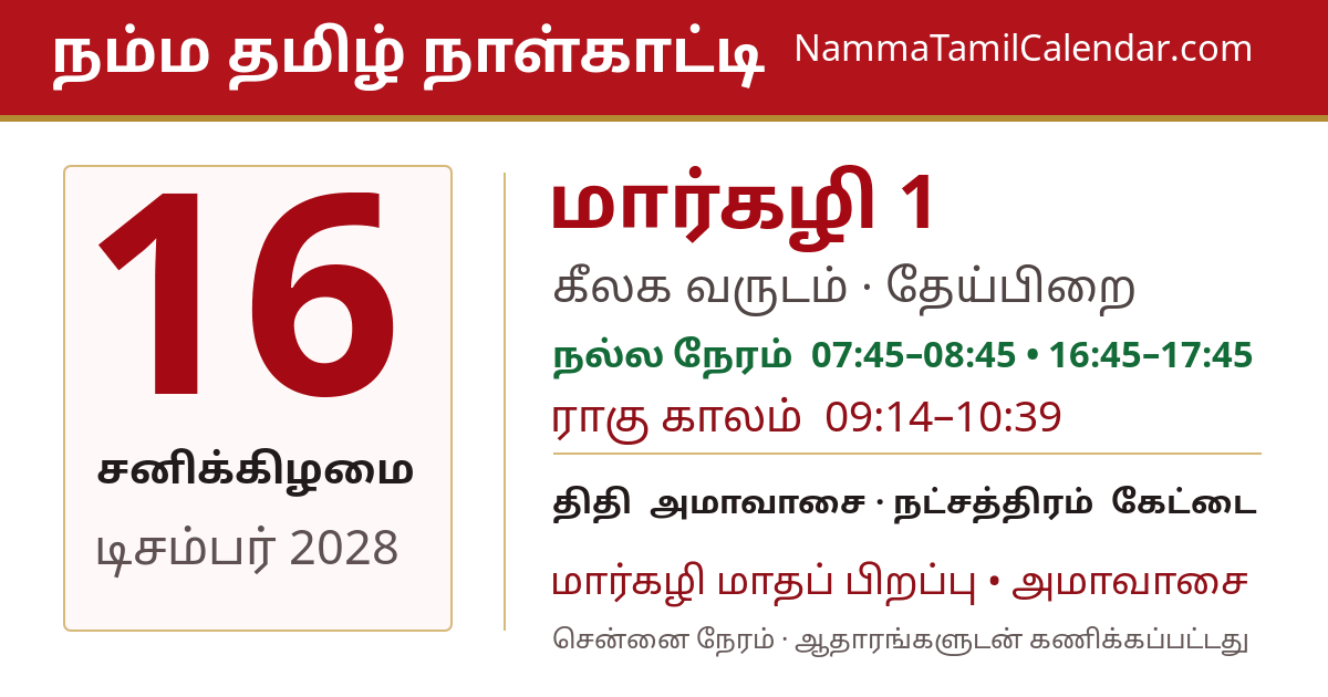 டிசம்பர் 16, 2028 சென்னை தமிழ் காலண்டர் பகிர்வு படம்