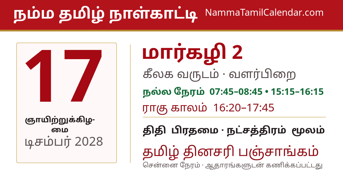 டிசம்பர் 17, 2028 சென்னை தமிழ் காலண்டர் பகிர்வு படம்