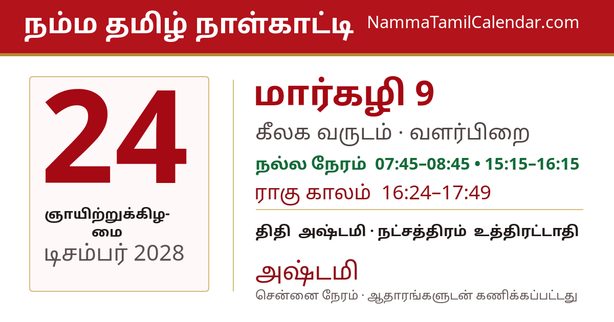 டிசம்பர் 24, 2028 சென்னை தமிழ் காலண்டர் பகிர்வு படம்