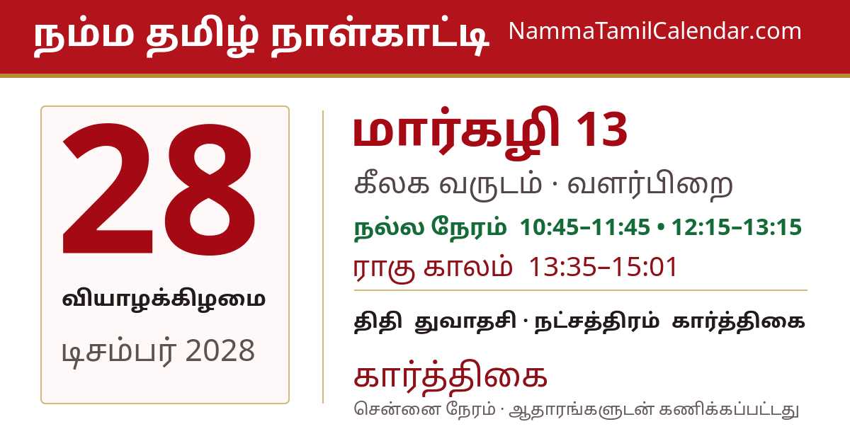 டிசம்பர் 28, 2028 சென்னை தமிழ் காலண்டர் பகிர்வு படம்