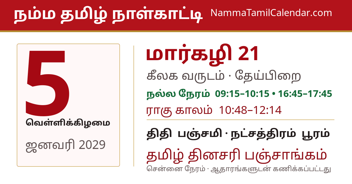 ஜனவரி 5, 2029 சென்னை தமிழ் காலண்டர் பகிர்வு படம்