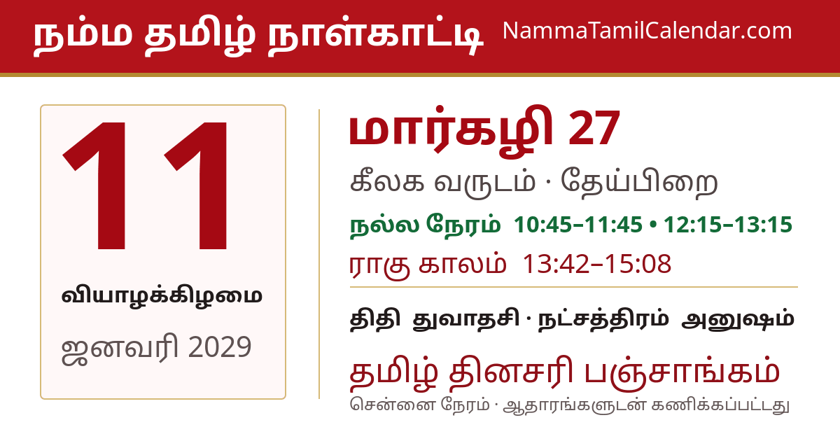 ஜனவரி 11, 2029 சென்னை தமிழ் காலண்டர் பகிர்வு படம்