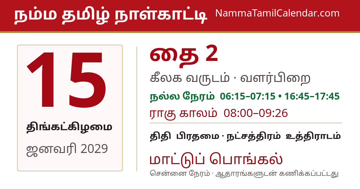 ஜனவரி 15, 2029 சென்னை தமிழ் காலண்டர் பகிர்வு படம்