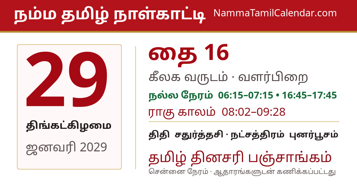 ஜனவரி 29, 2029 சென்னை தமிழ் காலண்டர் பகிர்வு படம்
