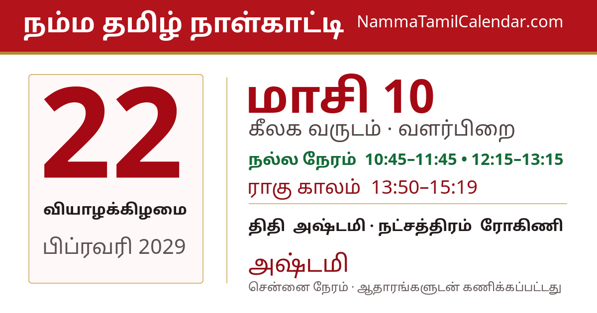 பிப்ரவரி 22, 2029 சென்னை தமிழ் காலண்டர் பகிர்வு படம்