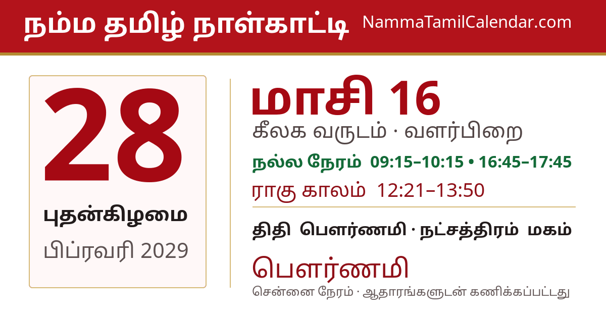 பிப்ரவரி 28, 2029 சென்னை தமிழ் காலண்டர் பகிர்வு படம்