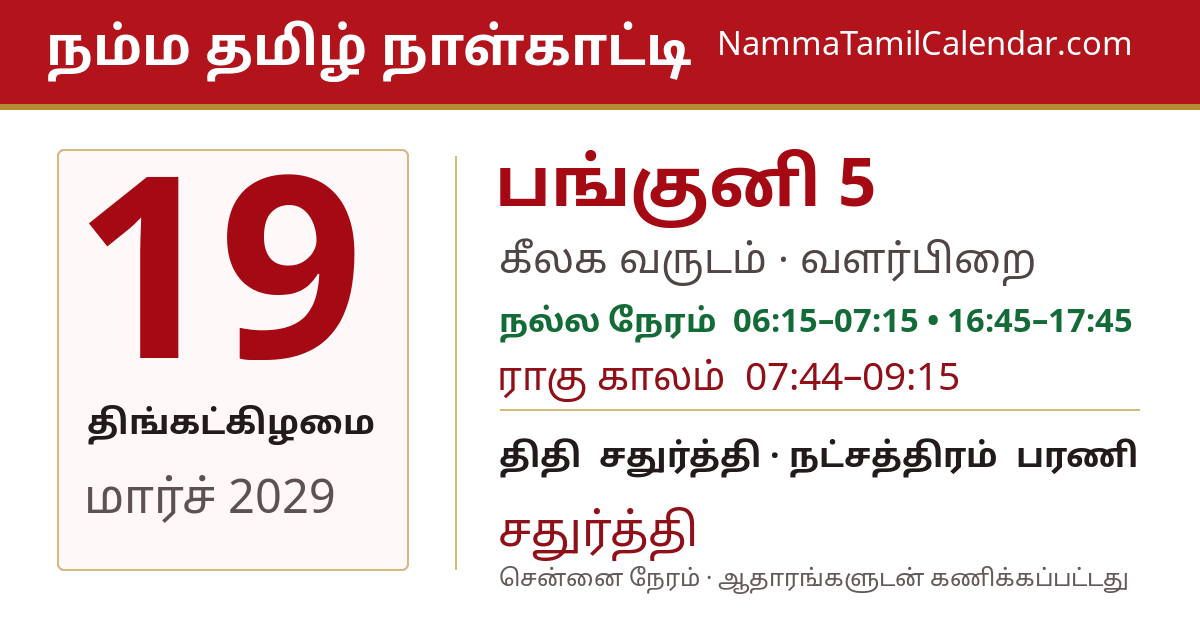 மார்ச் 19, 2029 சென்னை தமிழ் காலண்டர் பகிர்வு படம்