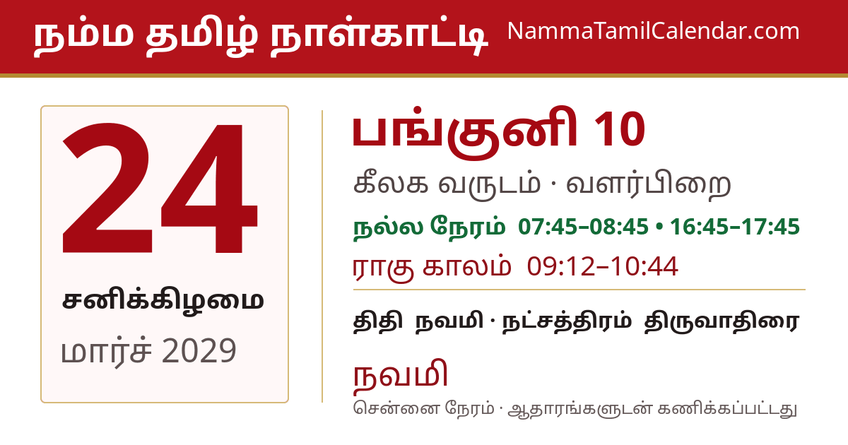 மார்ச் 24, 2029 சென்னை தமிழ் காலண்டர் பகிர்வு படம்