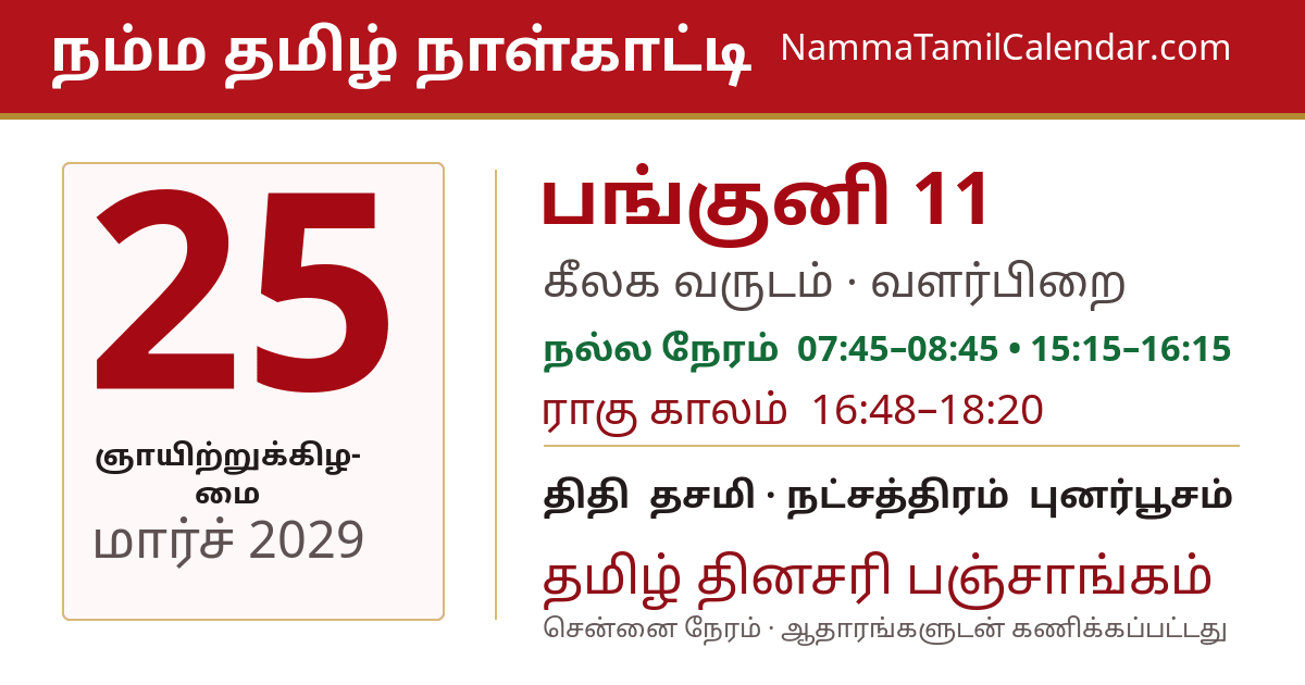 மார்ச் 25, 2029 சென்னை தமிழ் காலண்டர் பகிர்வு படம்