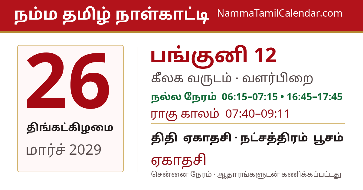 மார்ச் 26, 2029 சென்னை தமிழ் காலண்டர் பகிர்வு படம்