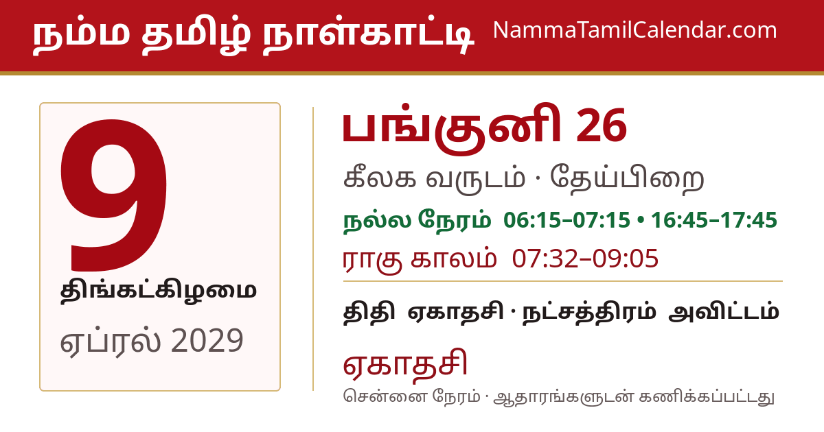 ஏப்ரல் 9, 2029 சென்னை தமிழ் காலண்டர் பகிர்வு படம்