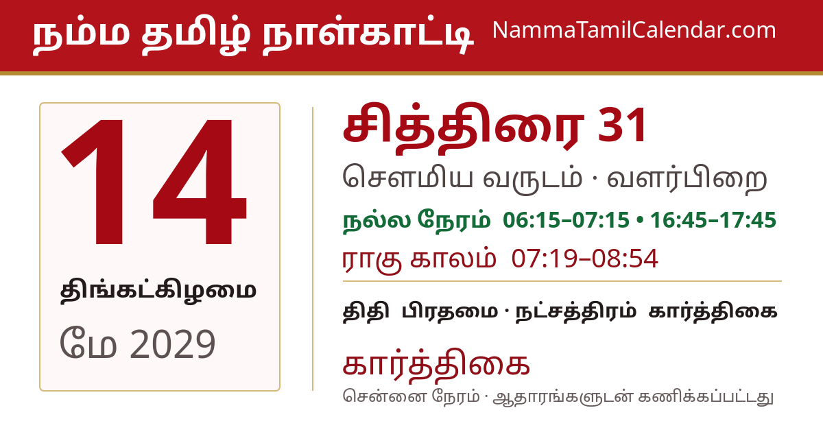 மே 14, 2029 சென்னை தமிழ் காலண்டர் பகிர்வு படம்