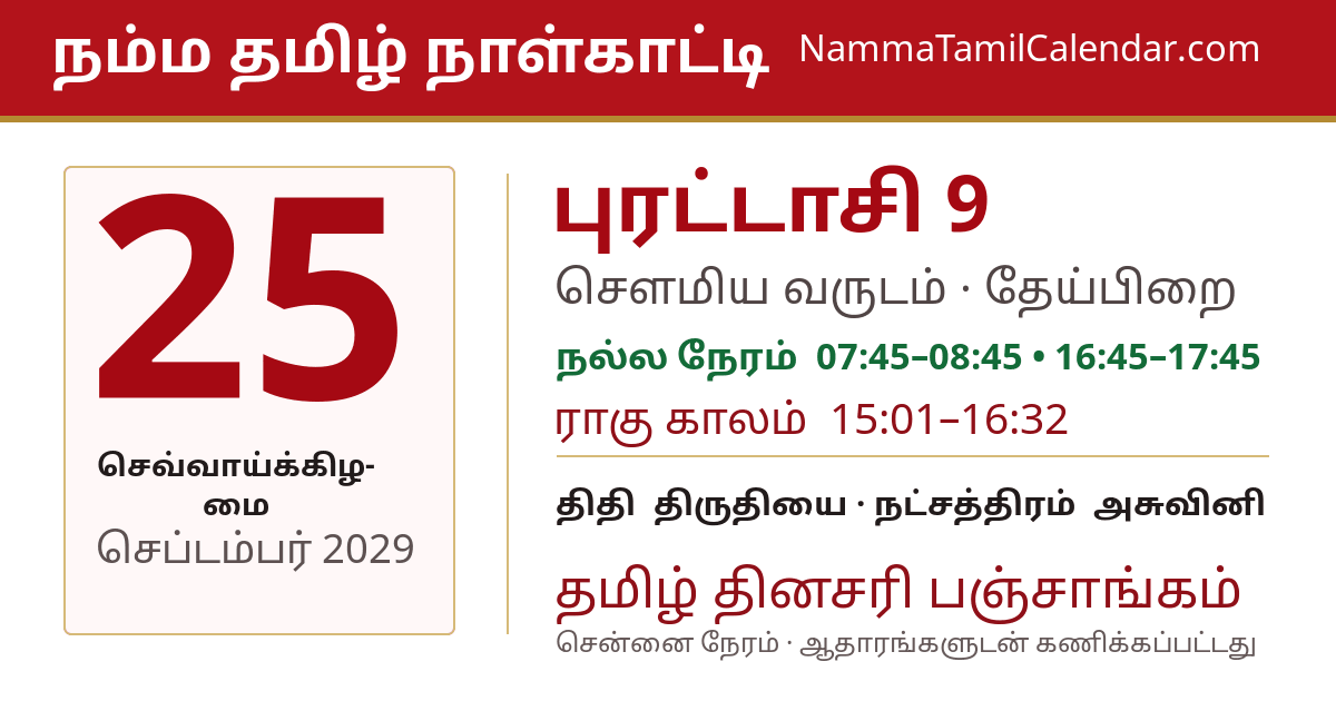 செப்டம்பர் 25, 2029 சென்னை தமிழ் காலண்டர் பகிர்வு படம்