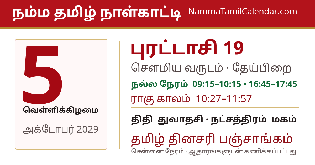 அக்டோபர் 5, 2029 சென்னை தமிழ் காலண்டர் பகிர்வு படம்