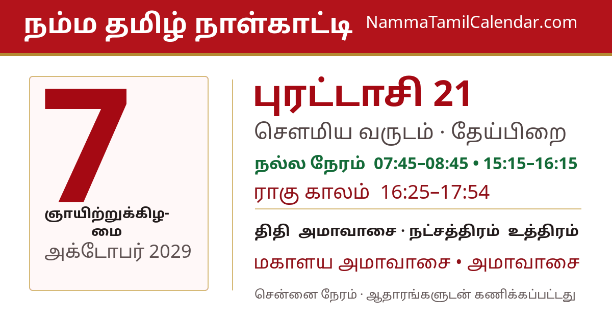 அக்டோபர் 7, 2029 சென்னை தமிழ் காலண்டர் பகிர்வு படம்