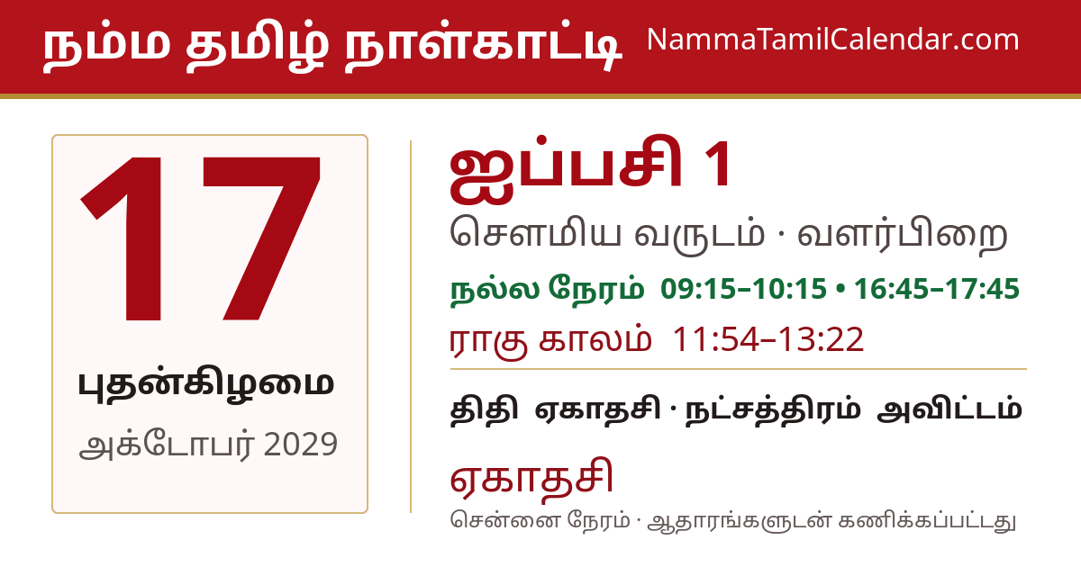 அக்டோபர் 17, 2029 சென்னை தமிழ் காலண்டர் பகிர்வு படம்