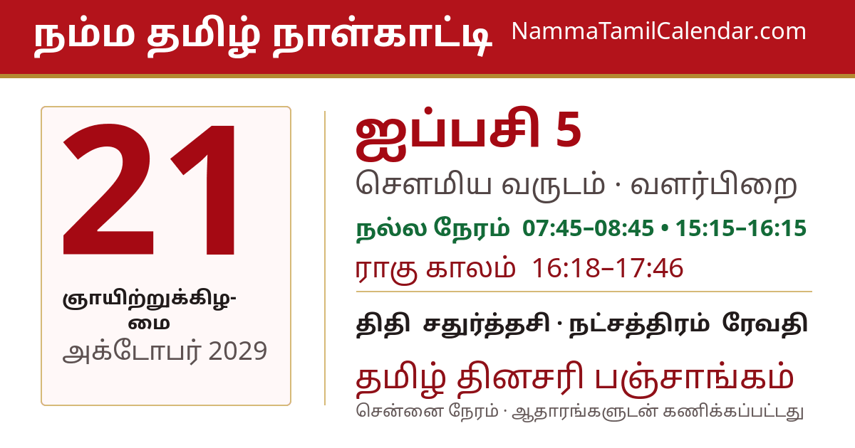 அக்டோபர் 21, 2029 சென்னை தமிழ் காலண்டர் பகிர்வு படம்