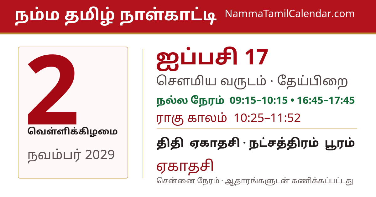 நவம்பர் 2, 2029 சென்னை தமிழ் காலண்டர் பகிர்வு படம்