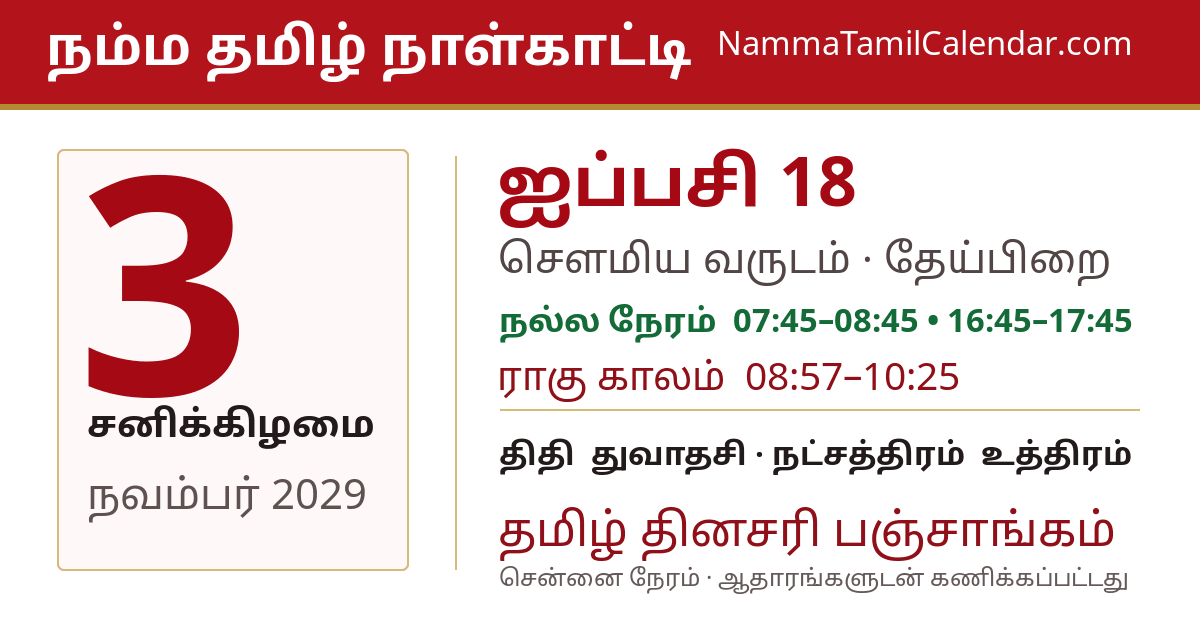நவம்பர் 3, 2029 சென்னை தமிழ் காலண்டர் பகிர்வு படம்