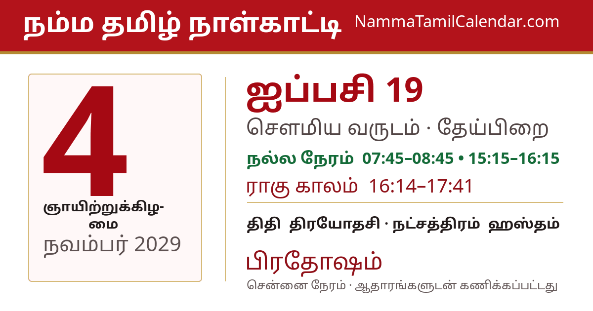 நவம்பர் 4, 2029 சென்னை தமிழ் காலண்டர் பகிர்வு படம்