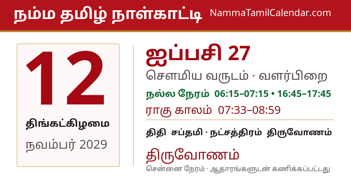 நவம்பர் 12, 2029 சென்னை தமிழ் காலண்டர் பகிர்வு படம்