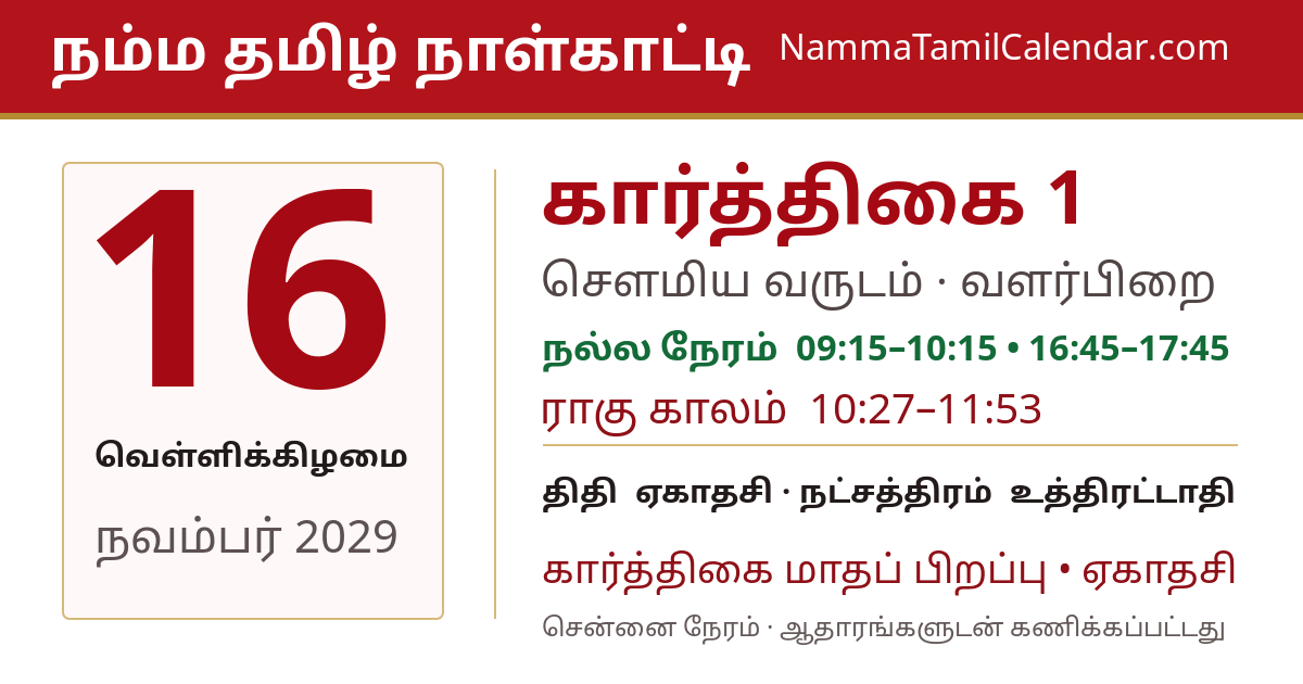 நவம்பர் 16, 2029 சென்னை தமிழ் காலண்டர் பகிர்வு படம்