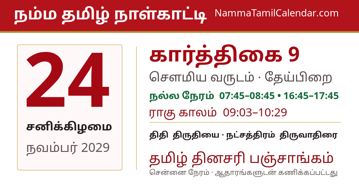 நவம்பர் 24, 2029 சென்னை தமிழ் காலண்டர் பகிர்வு படம்