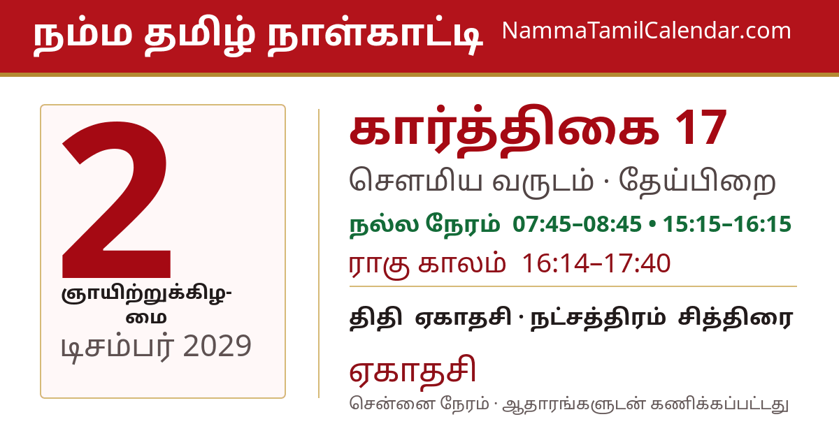 டிசம்பர் 2, 2029 சென்னை தமிழ் காலண்டர் பகிர்வு படம்