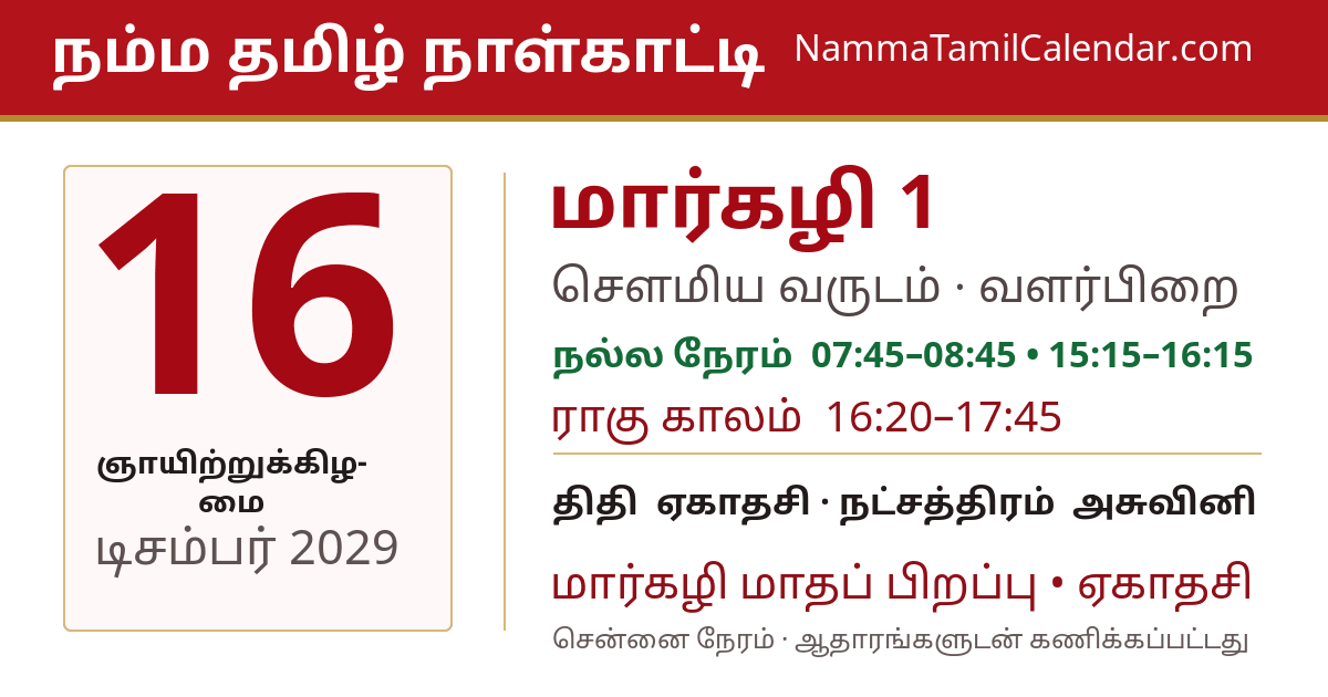 டிசம்பர் 16, 2029 சென்னை தமிழ் காலண்டர் பகிர்வு படம்