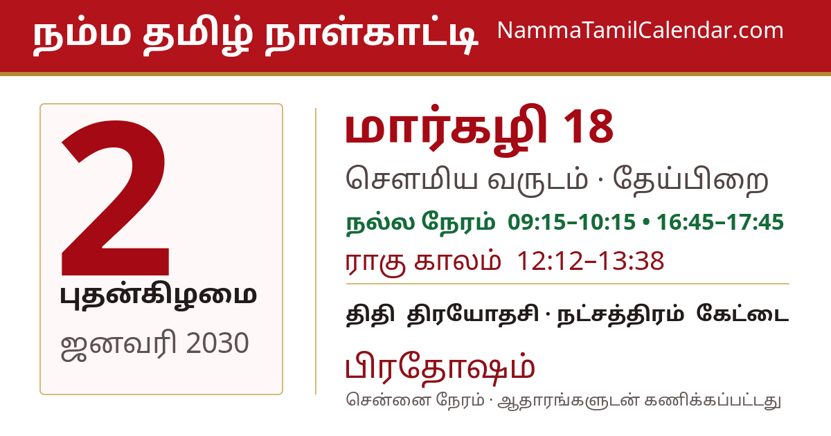 ஜனவரி 2, 2030 சென்னை தமிழ் காலண்டர் பகிர்வு படம்