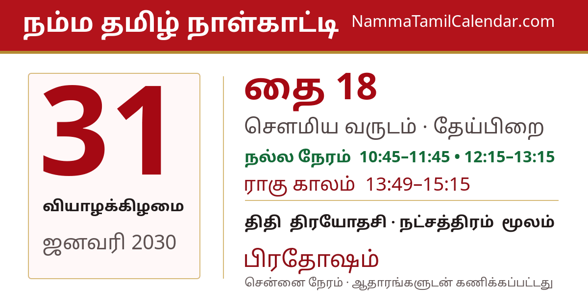 ஜனவரி 31, 2030 சென்னை தமிழ் காலண்டர் பகிர்வு படம்
