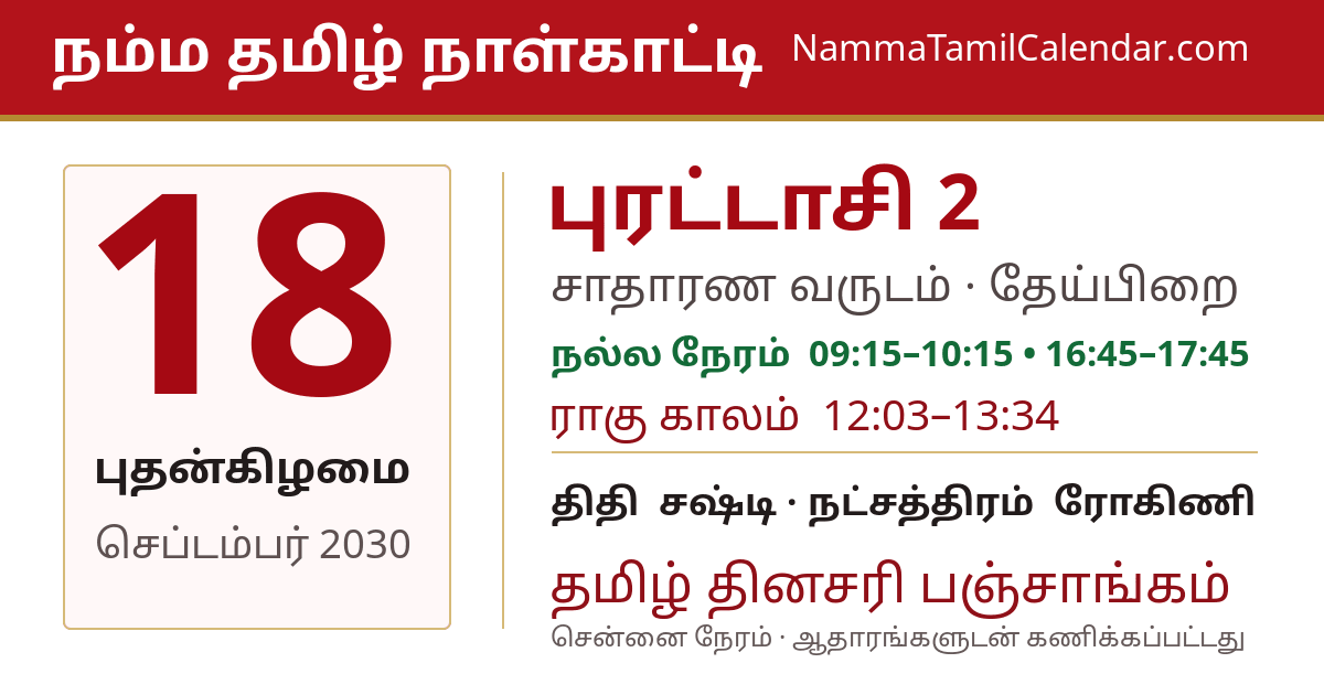 செப்டம்பர் 18, 2030 சென்னை தமிழ் காலண்டர் பகிர்வு படம்
