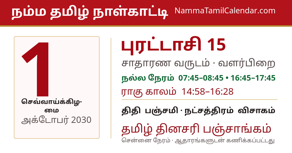 அக்டோபர் 1, 2030 சென்னை தமிழ் காலண்டர் பகிர்வு படம்