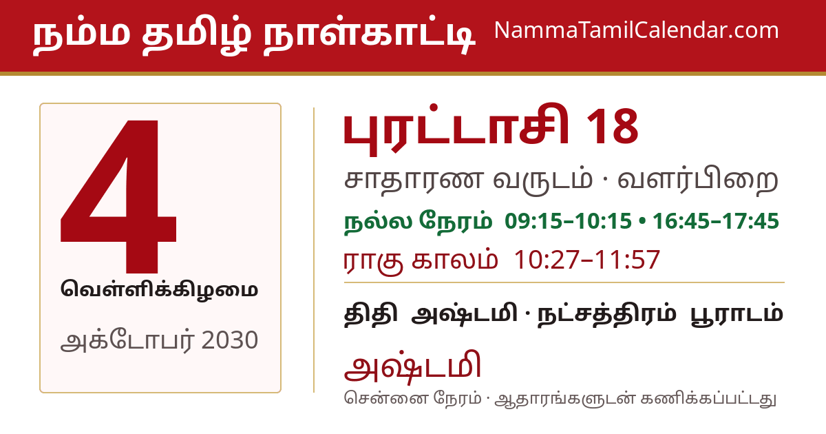 அக்டோபர் 4, 2030 சென்னை தமிழ் காலண்டர் பகிர்வு படம்