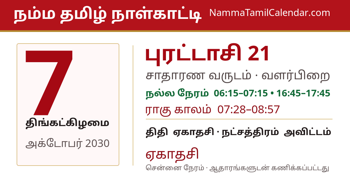 அக்டோபர் 7, 2030 சென்னை தமிழ் காலண்டர் பகிர்வு படம்