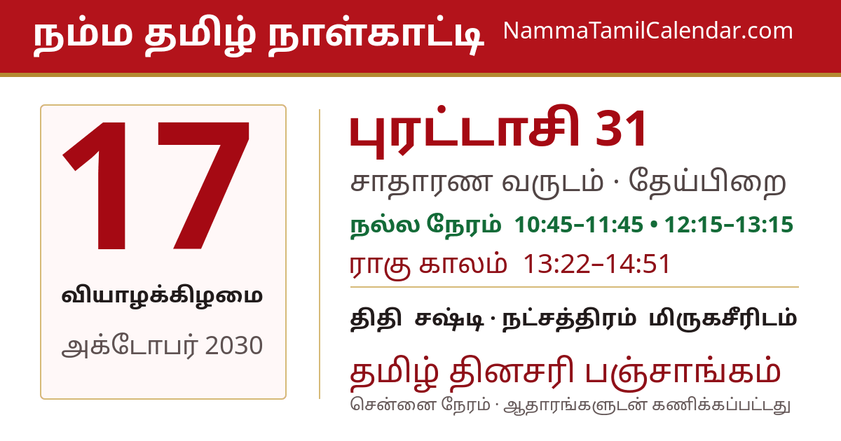 அக்டோபர் 17, 2030 சென்னை தமிழ் காலண்டர் பகிர்வு படம்