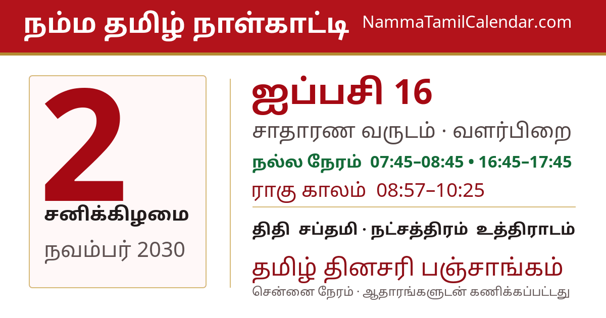 நவம்பர் 2, 2030 சென்னை தமிழ் காலண்டர் பகிர்வு படம்