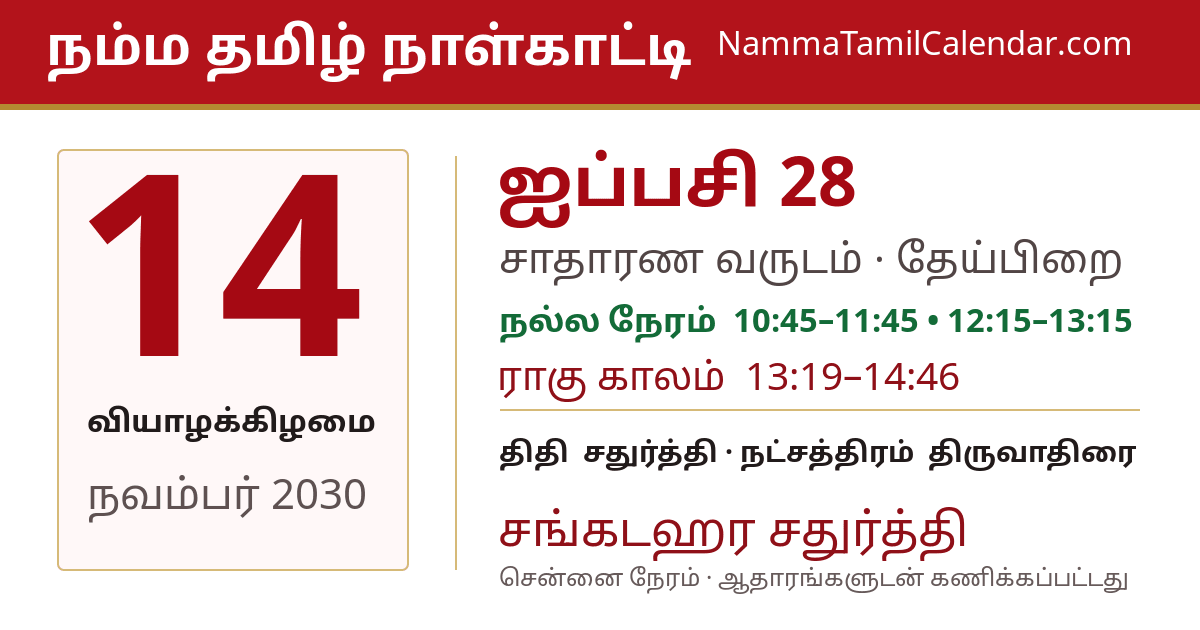 நவம்பர் 14, 2030 சென்னை தமிழ் காலண்டர் பகிர்வு படம்