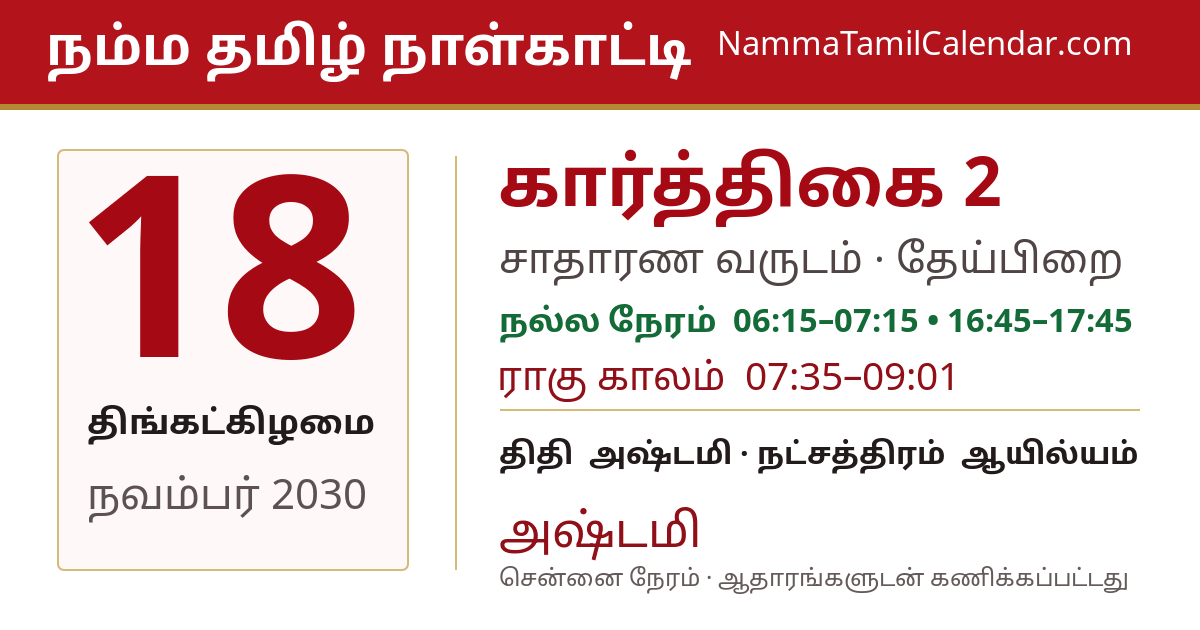 நவம்பர் 18, 2030 சென்னை தமிழ் காலண்டர் பகிர்வு படம்