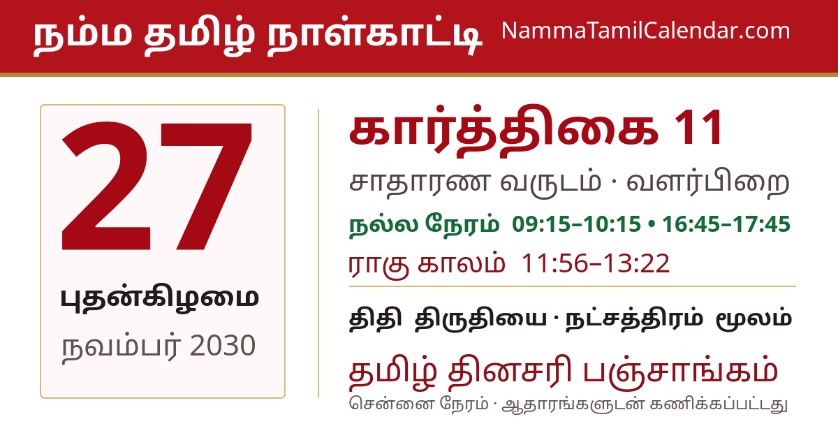 நவம்பர் 27, 2030 சென்னை தமிழ் காலண்டர் பகிர்வு படம்
