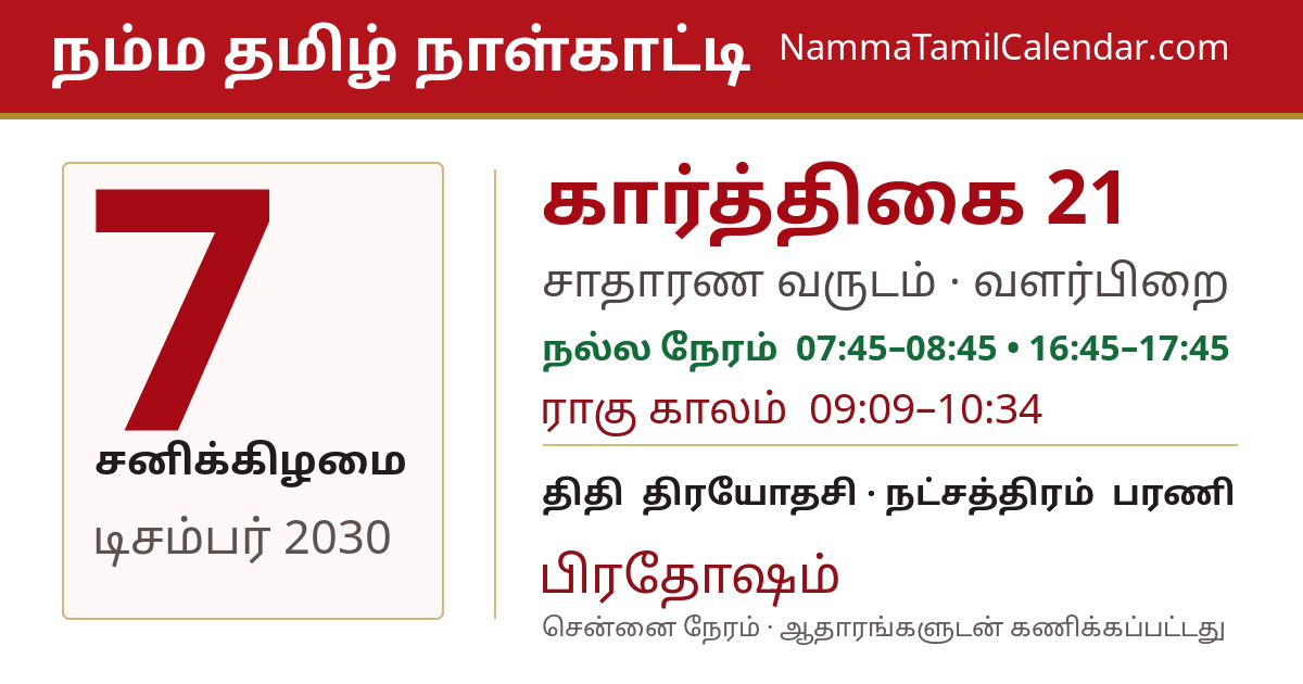 டிசம்பர் 7, 2030 சென்னை தமிழ் காலண்டர் பகிர்வு படம்