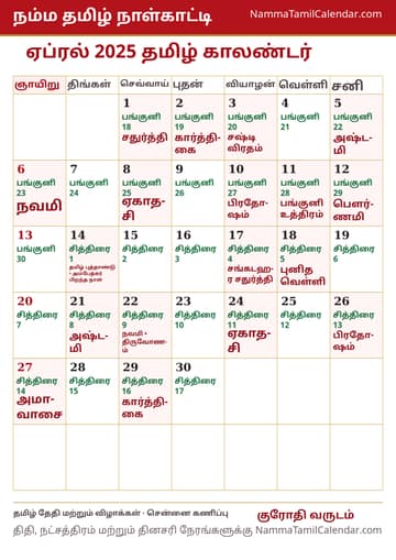 ஏப்ரல் 2025 தமிழ் மாத காலண்டர் அச்சுப் படம்